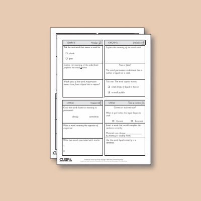 ! Y4 ALL Autumn Science Vocabulary Questions VQ