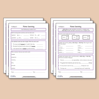 ! Y6 ALL Autumn Spelling Home Learning HL