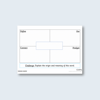 Image of All Years Hard Inserts: Vocabulary Quadrant (Frayer Model) CUSP Resource