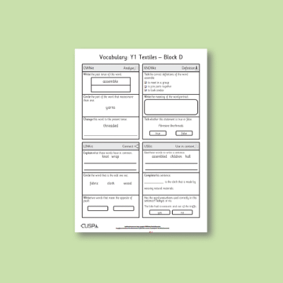 sm_Y1 Art and Design D (Textiles) Vocabulary Questions VQ