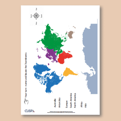 Image of Year 1 Geography (Continents, Oceans & Countries of UK) AR2 Label the Continents & Oceans CUSP Resource