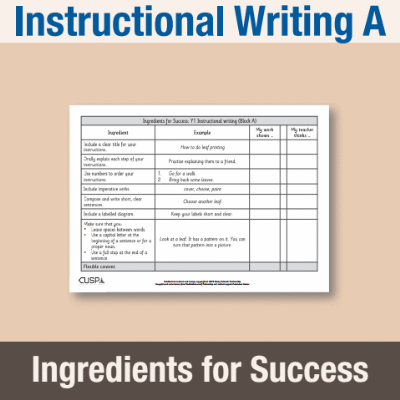 Y1 Writing A (Instructional Writing) Ingredients for Success IFS