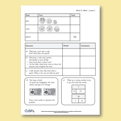 Image of Year 2 Maths 21 (Addition and Subtraction) Additional Resources AR CUSP Resource