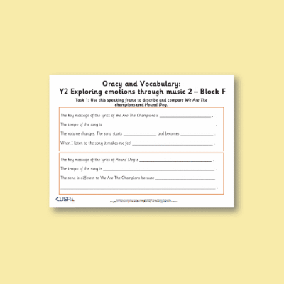 Y2 Music F (Exploring Emotions Through Music 2) Oracy Tasks OT