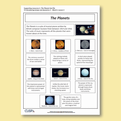 Image of Year 2 Music E (Introducing Tempo and Dynamics 02) The Planets CUSP Resource