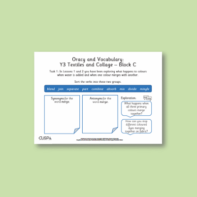 Y3 Art and Design C (Textiles and Collage) Oracy Tasks OT
