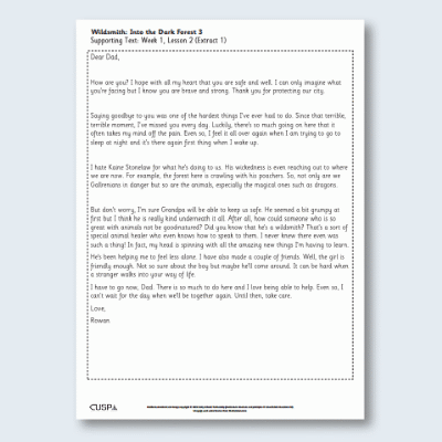 Y3 Reading (Wildsmith - Into the Dark Forest 3) Supporting Text ST