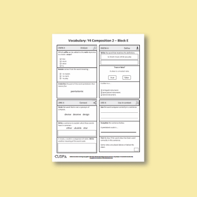 Y4 Music E (Composition 2) Vocabulary Questions VQ