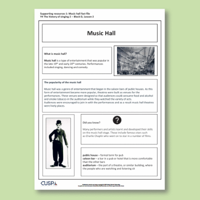 Image of Year 4 Music D (The History of Singing 2) Fact Files CUSP Resource