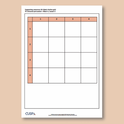 Image of Year 5 Music A (Percussion) AR Blank Rhythm Grid CUSP Resource