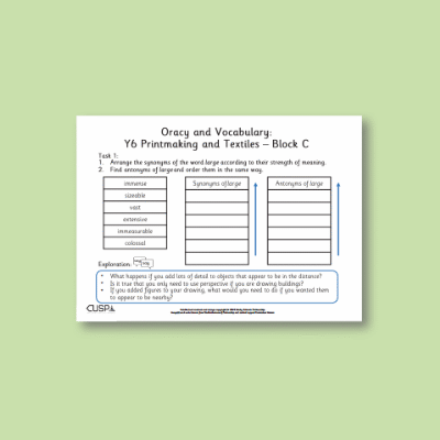 Y6 Art and Design C (Printmaking and Textiles) Oracy Tasks OT