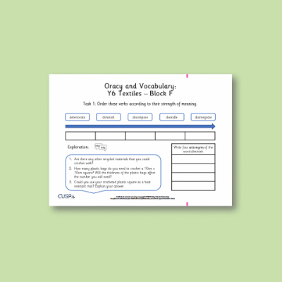 Lg_Y6 Design and Technology F (Textiles) Oracy Tasks OT