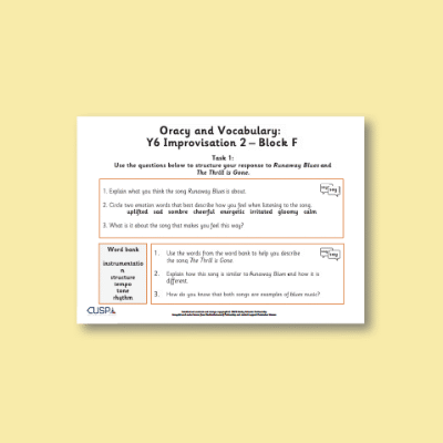 Y6 Music F (Improvisation 2) Oracy Tasks OT