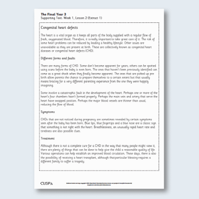 Y6 Reading (The Final Year 3) Supporting Text ST