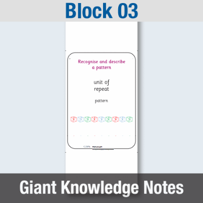Image of EY Maths Block 03 - Giant Knowledge Notes GKN CUSP Resource