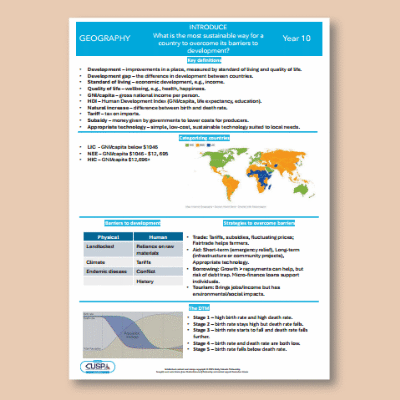 Y10 Geography (Overcoming barriers to sustainable development) Knowledge Organiser KO