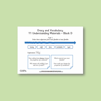 Y1 Design and Technology D (Understanding Materials) Oracy Tasks OT