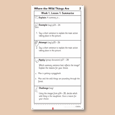 Y1 Reading (Where the Wild Things Are 2) Knowledge Notes KN
