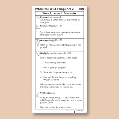 Y1 Reading (Where the Wild Things Are 2) Knowledge Notes SKN