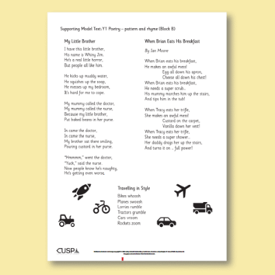 Y1 Writing B (Poetry: Pattern and Rhyme) Supporting Model Text SMT