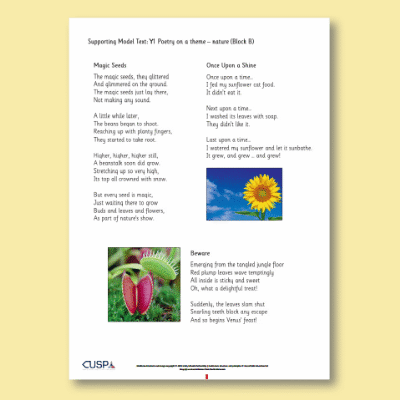 Y1 Writing B (Poetry on a Theme: Nature) Supporting Model Text SMT