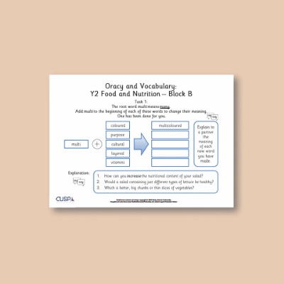Y2 Design and Technology B (Food and Nutrition) Oracy Tasks OT