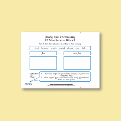 Y2 Design and Technology F (Structures) Oracy Tasks OT