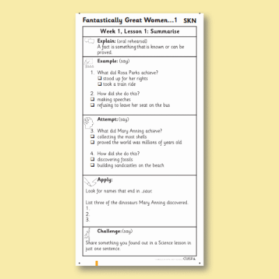 Y2 Reading (Fantastically Great Women Who Changed the World 1) Knowledge Notes SKN