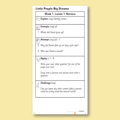 Y2 Reading (Little People, Big Dreams: David Attenborough) Knowledge Notes KN