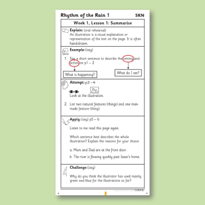 Y2 Reading (Rhythm of the Rain 1) Knowledge Notes SKN