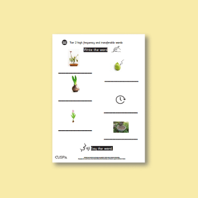 Y2 Science (Plants) AR1 High Frequency Transferable Words