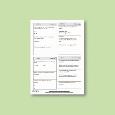 Y2 Science (Uses of Everyday Materials) Vocabulary Questions VQ