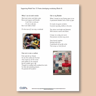 Y2 Writing A (Poems: Developing Vocabulary) Supporting Model Text SMT