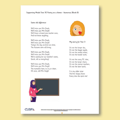 Y2 Writing B (Poetry on a Theme: Humorous) Supporting Model Text SMT