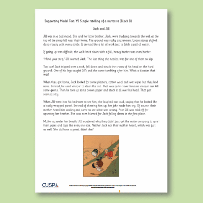 Y2 Writing B (Simple Retelling of a Narrative) Supporting Model Text SMT