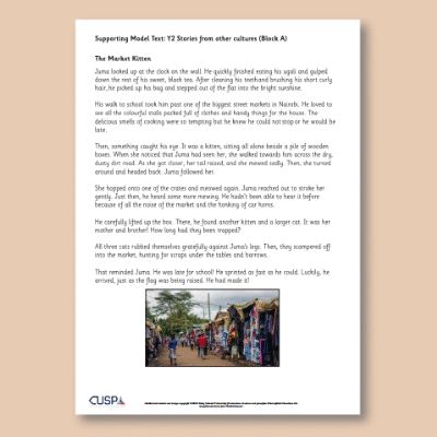 Y2 Writing A (Stories from Other Cultures) Supporting Model Text SMT