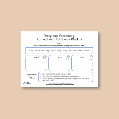 Y3 Design and Technology B (Food and Nutrition) Oracy Tasks OT