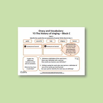 Y3 Music C (The History of Singing) Oracy Tasks OT