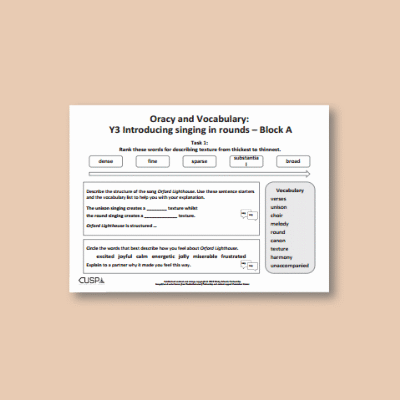Y3 Music A (Introducing Singing in Rounds) Oracy Tasks OT