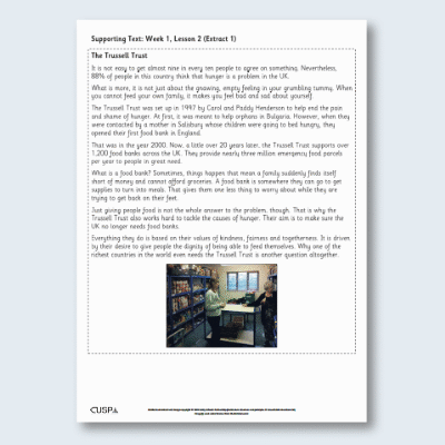 Y3 Reading (The Great Food Bank Heist 1) Supporting Text ST