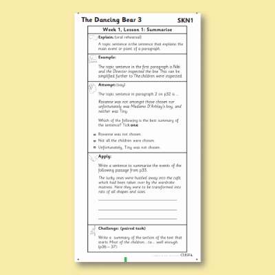 Y3 Reading (The Dancing Bear 3) Knowledge Notes SKN