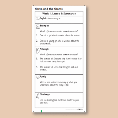 Y3 Reading (Greta and the Giants) Knowledge Notes KN