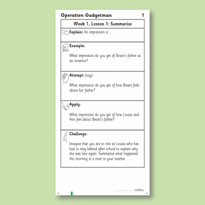 Y3 Reading (Operation Gadgetman 1) Knowledge Notes KN