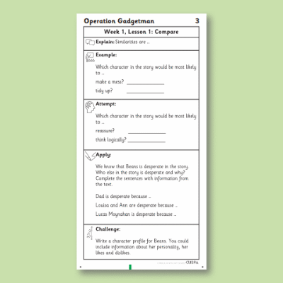 Y3 Reading (Operation Gadgetman 3 & My Shadow) Knowledge Notes KN