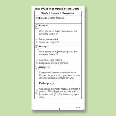 Y3 Reading (Sam Wu is Not Afraid of the Dark 1) Knowledge Notes KN
