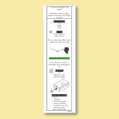 Y3 Science (Light) Knowledge Notes KN