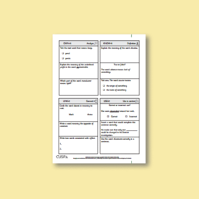 Y3 Science (Light) Vocabulary Questions VQ