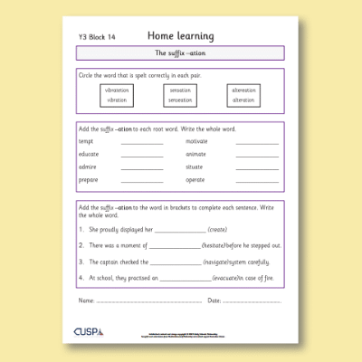 Y3 Spelling Block 14 Home Learning HL