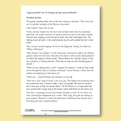 Y3 Writing B (Dialogue through Narrative: Historical) Supporting Model Text SMT