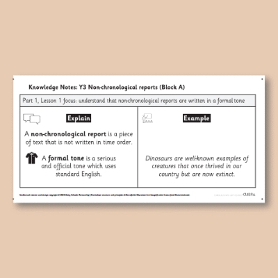 Y3 Writing A (Non-chronological Reports) Knowledge Notes KN